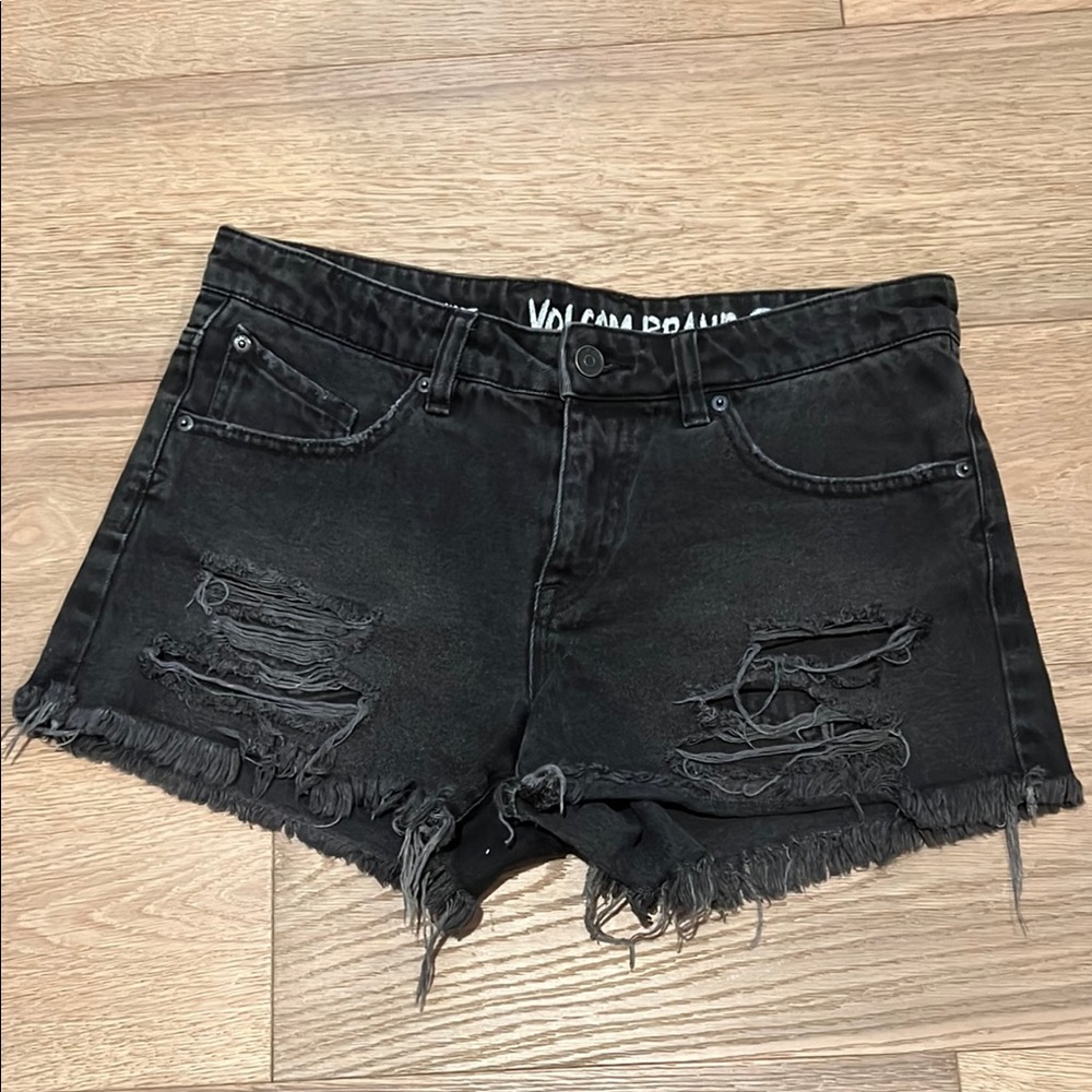 Volcom Women's Black Distressed Denim Shorts